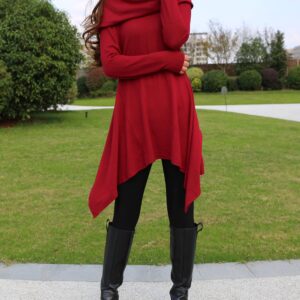 Women's shawl collar top/knit tunic dress