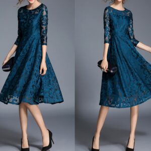 Women's crew neck dress, Lace dress