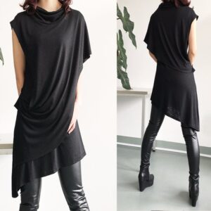 Cotton tunic top women/asymmetrical t-shirt